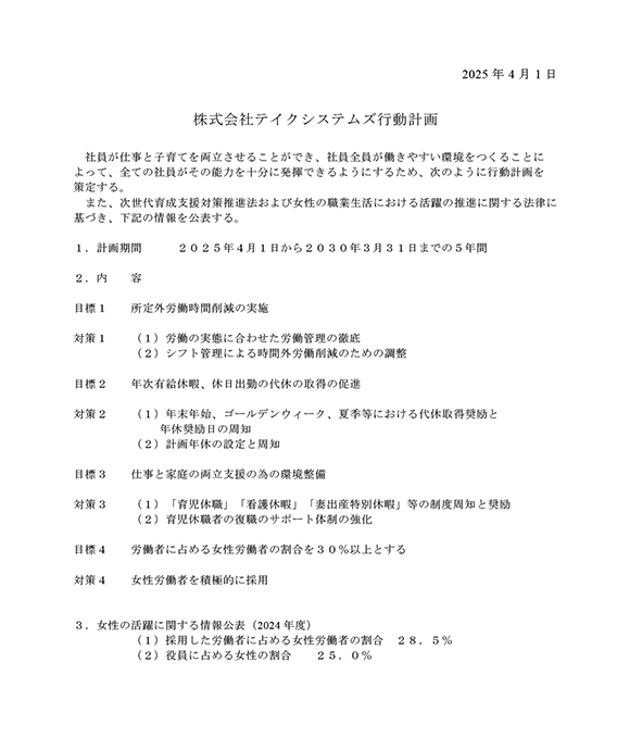 Action Plan 当社「行動計画」